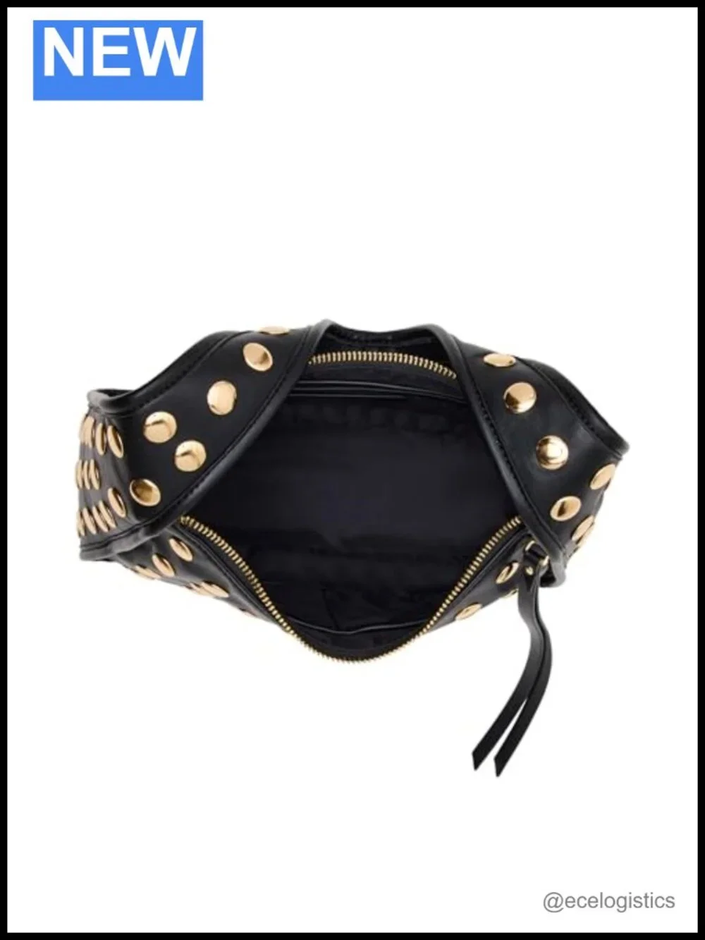 Studded Hobo Bag with Shoulder Strap Zipper Pocket Polyurethane